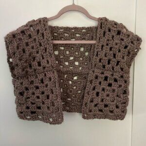 Handmade Crochet bolero Vest chunky-taupe-wool or synthetic wool